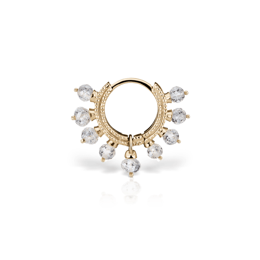 Diamond Coronet Hoop Earring Yellow Gold 6.5mm