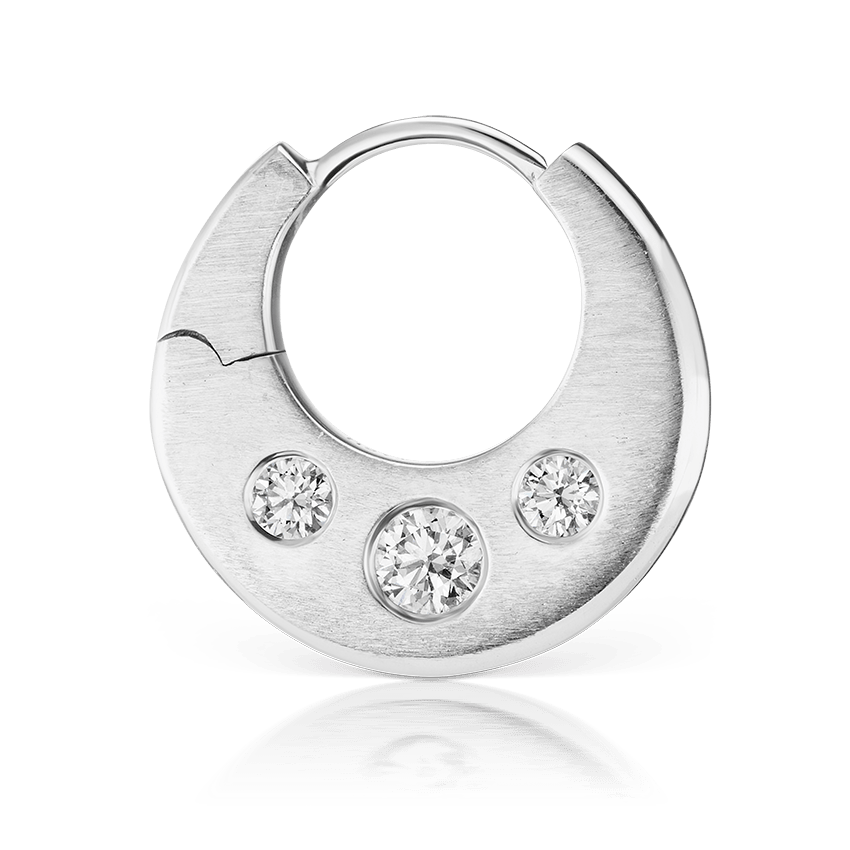 Diamond Crescent Reversible Hoop Earring White Gold 8mm