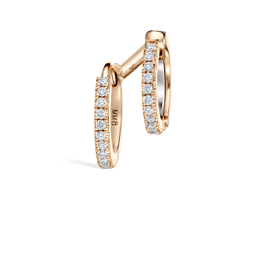 Diamond Double Linked Eternity Hoop Earring and Cuff Rose Gold 8mm Left