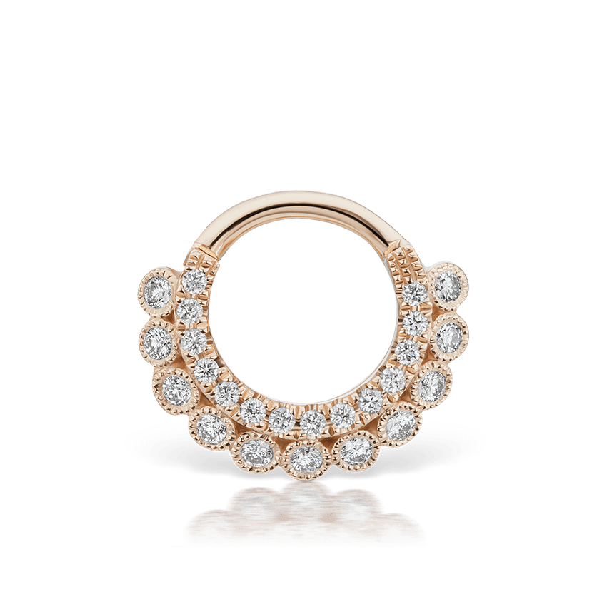 Diamond Double sided Apsara Hoop Earring Rose Gold 6.5mm