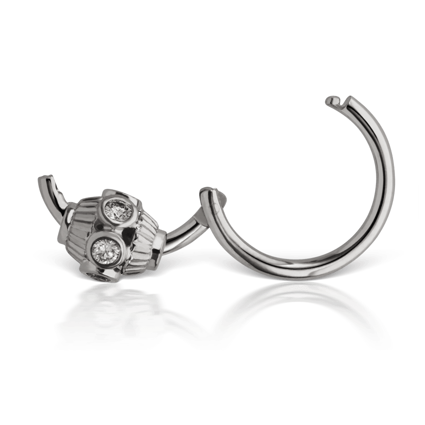 Diamond Indian Bead Hoop Earring White Gold 8mm