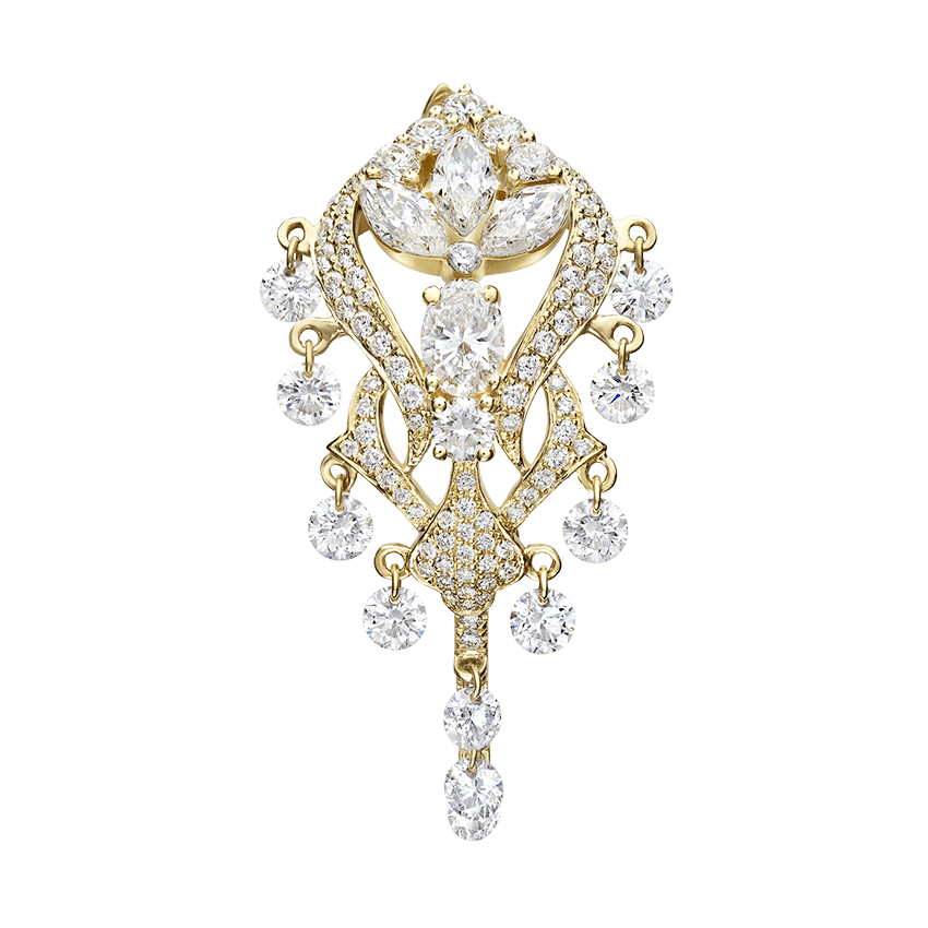 Diamond Lotus Cascade Hoop Yellow Gold