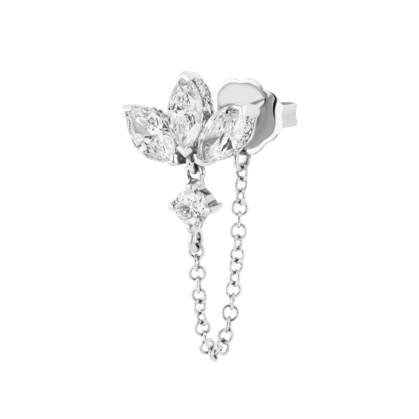 Diamond Lotus Dangle Chain Wrap White Gold 6mm