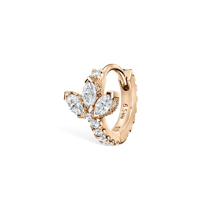 Diamond Lotus Eternity Hoop Earring Rose Gold 6.5mm