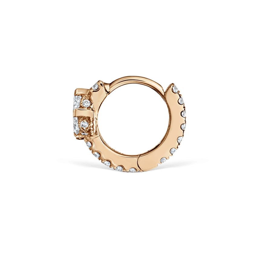 Diamond Lotus Eternity Hoop Earring Rose Gold 6.5mm