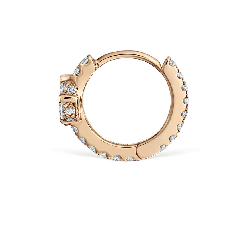 Diamond Lotus Eternity Hoop Earring Rose Gold 8mm