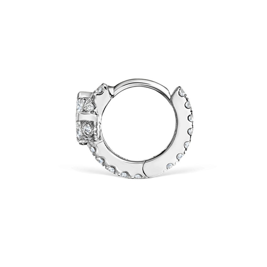 Diamond Lotus Eternity Hoop Earring White Gold 6.5mm