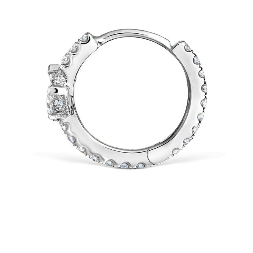 Diamond Lotus Eternity Hoop Earring White Gold 9.5mm