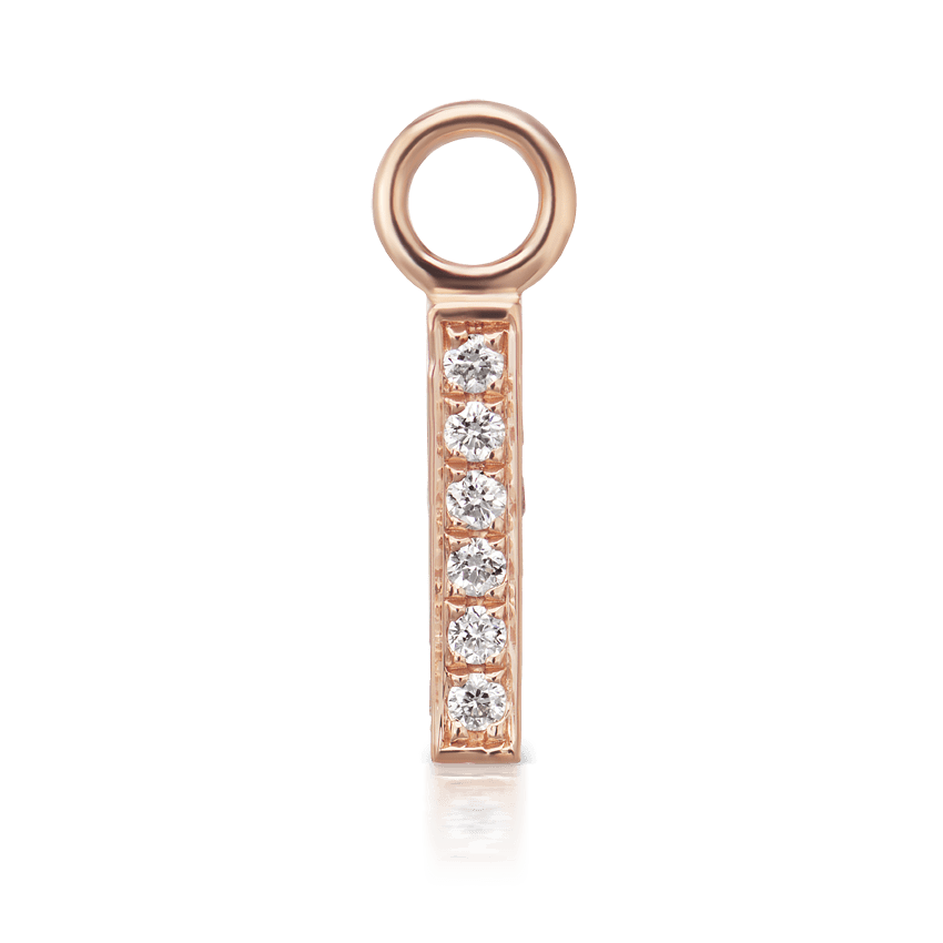 Diamond Pavé Square Bar Charm Rose Gold 7mm