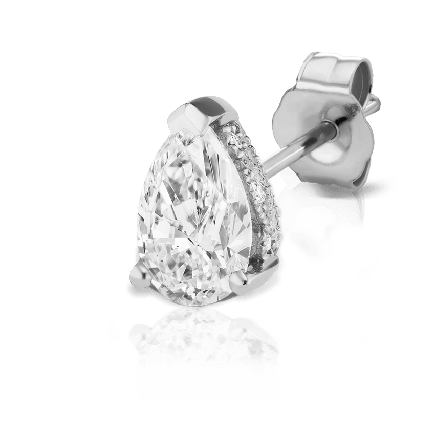Diamond Pear Stud Earring White Gold 6mm