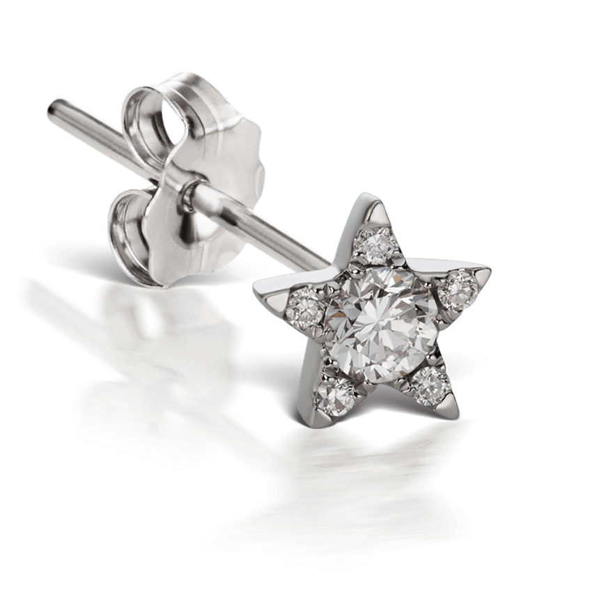 Diamond Star Stud Earring White Gold 5.5mm