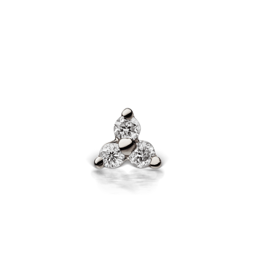 Diamond Trinity Stud Earring White Gold 3mm