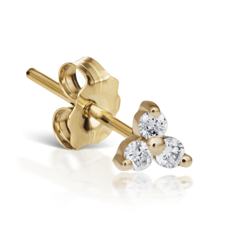 Diamond Trinity Stud Earring Yellow Gold 4.5mm