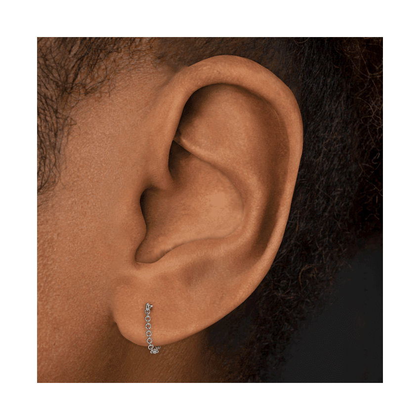 Chain Wrap Stud Earring White Gold 22 mm
