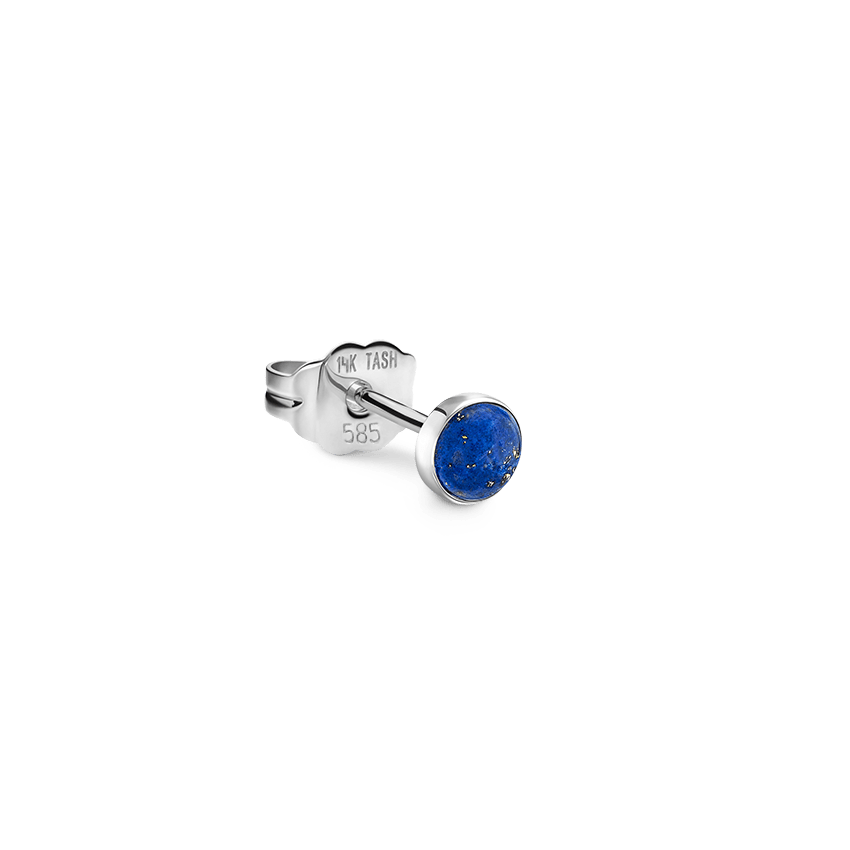 Lapis Stud Earring White Gold 3mm