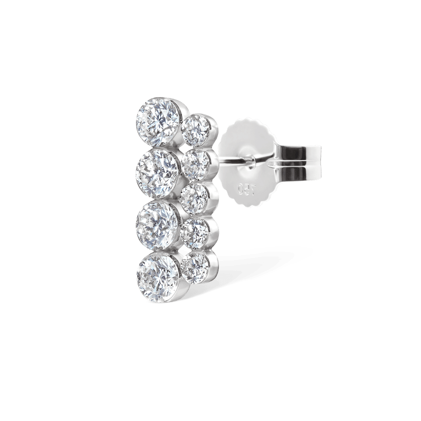 Invisible Set Diamond Apsara Bar Stud Earring White Gold 11mm Left