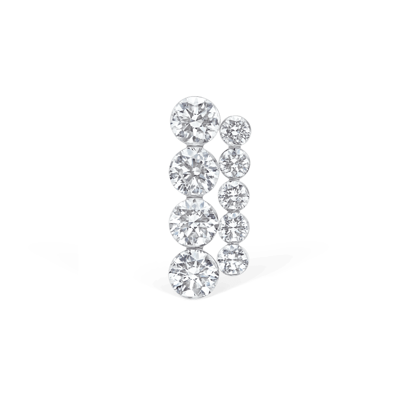 Invisible Set Diamond Apsara Bar Stud Earring White Gold 11mm Left