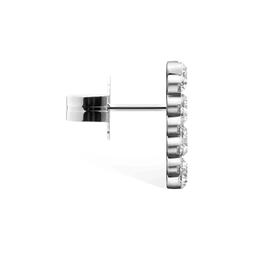 Invisible Set Diamond Apsara Bar Stud Earring White Gold 11mm Left