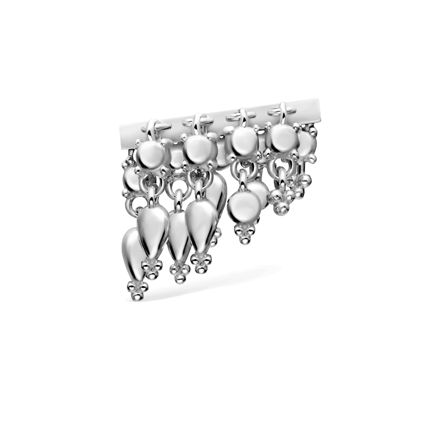 Tassel Bar Stud Earring White Gold 11mm Left