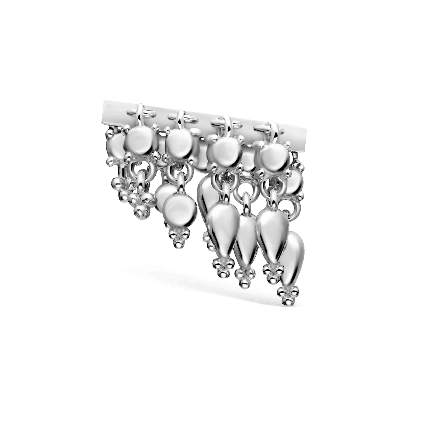 Tassel Bar Stud Earring White Gold 11mm Right