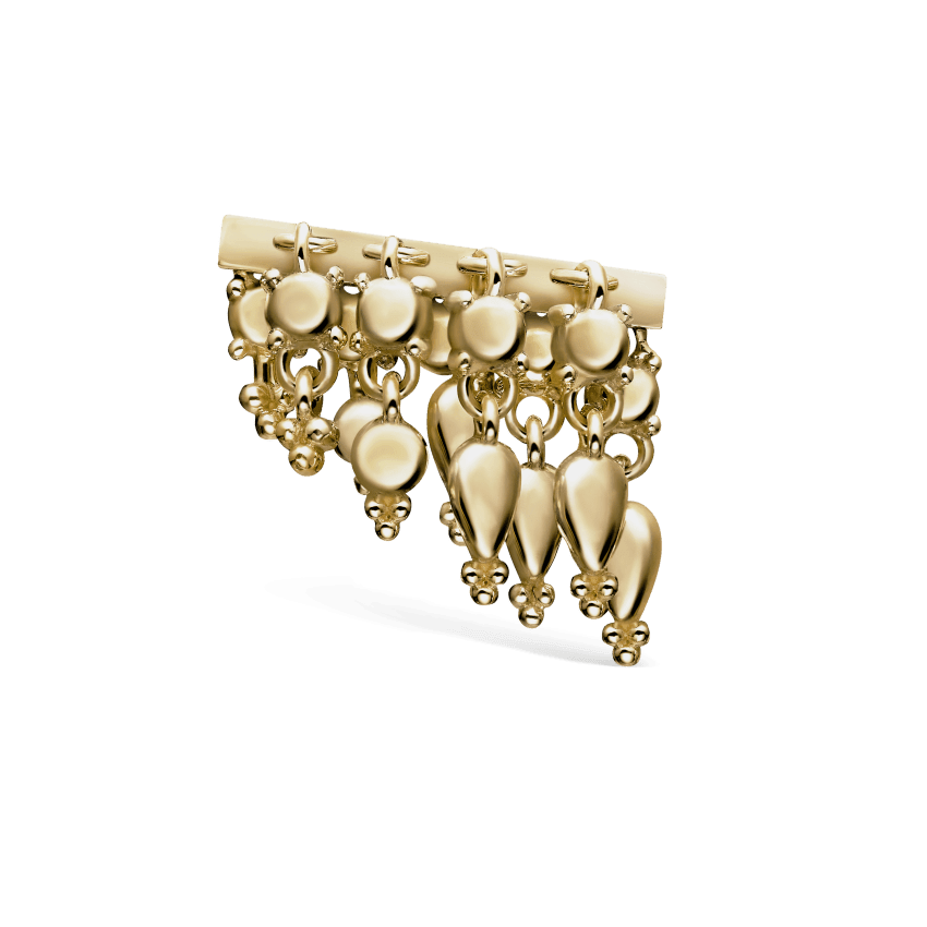 Tassel Bar Stud Earring Yellow Gold 11mm Right