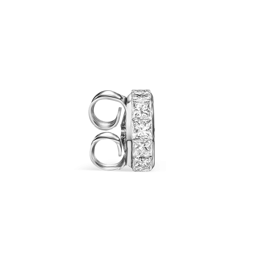Invisible Set Chevronelle and Silhouette Diamond Dangle Earring White Gold 7mm / 10mm