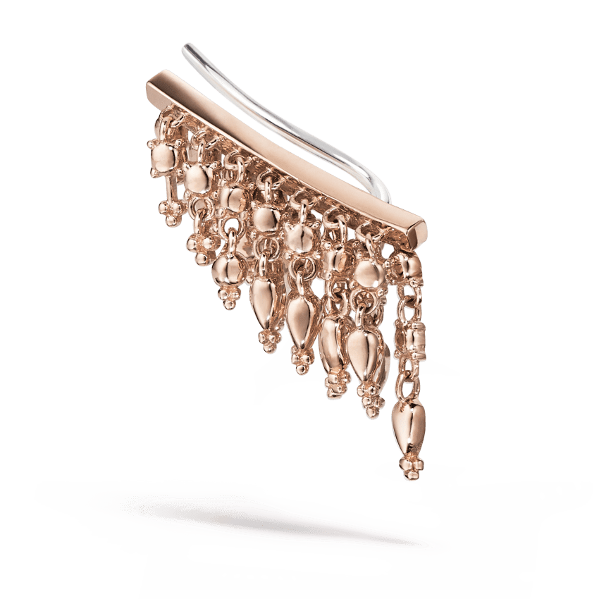 18mm Curved Tassel Bar Ear Climber Rose Gold 18mm Right