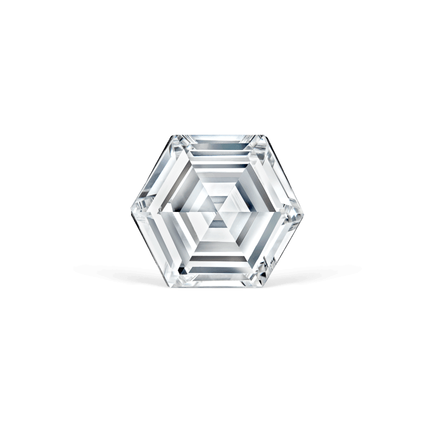 Invisible Set Hexagon Diamond Stud Earring White Gold 4mm
