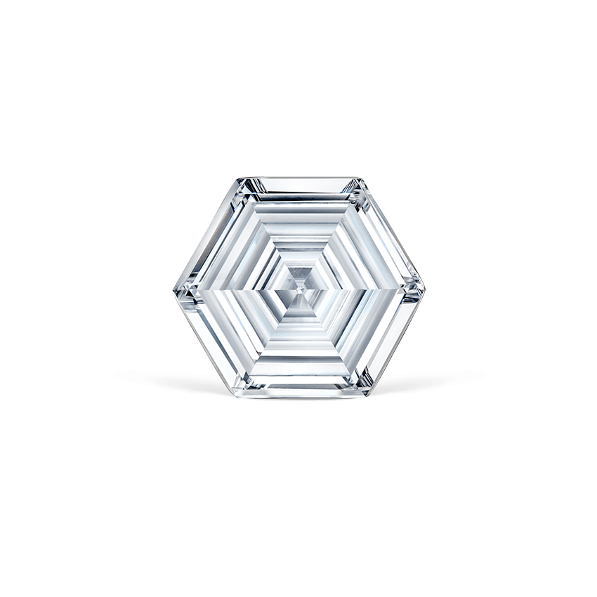 Invisible Set Hexagon Diamond Stud Earring White Gold 5mm