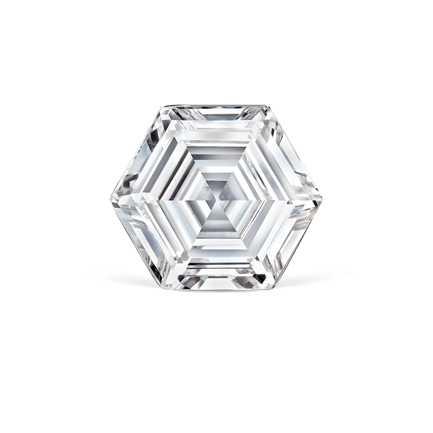 Invisible Set Hexagon Diamond Stud Earring White Gold 6mm