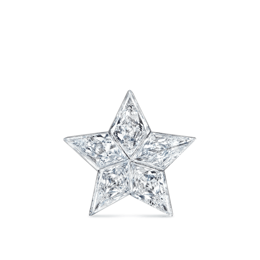 Invisible Set Diamond Star Stud Earring White Gold 11mm