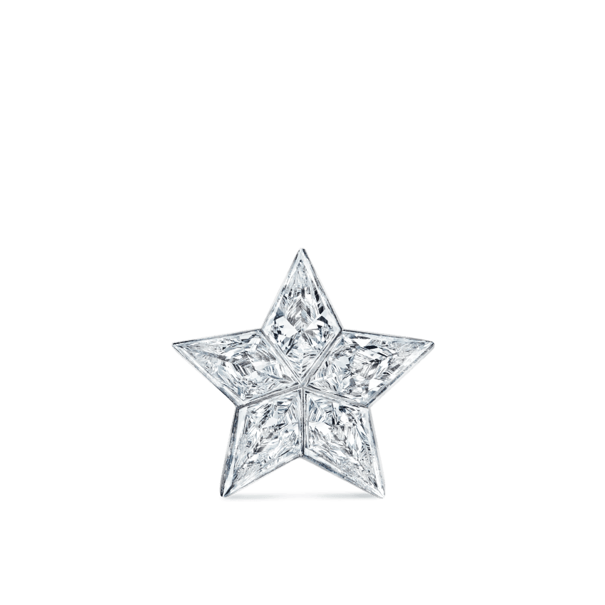 Invisible Set Diamond Star Stud Earring White Gold 9mm
