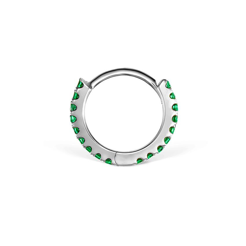Emerald Eternity Hoop Earring White Gold 6.5mm