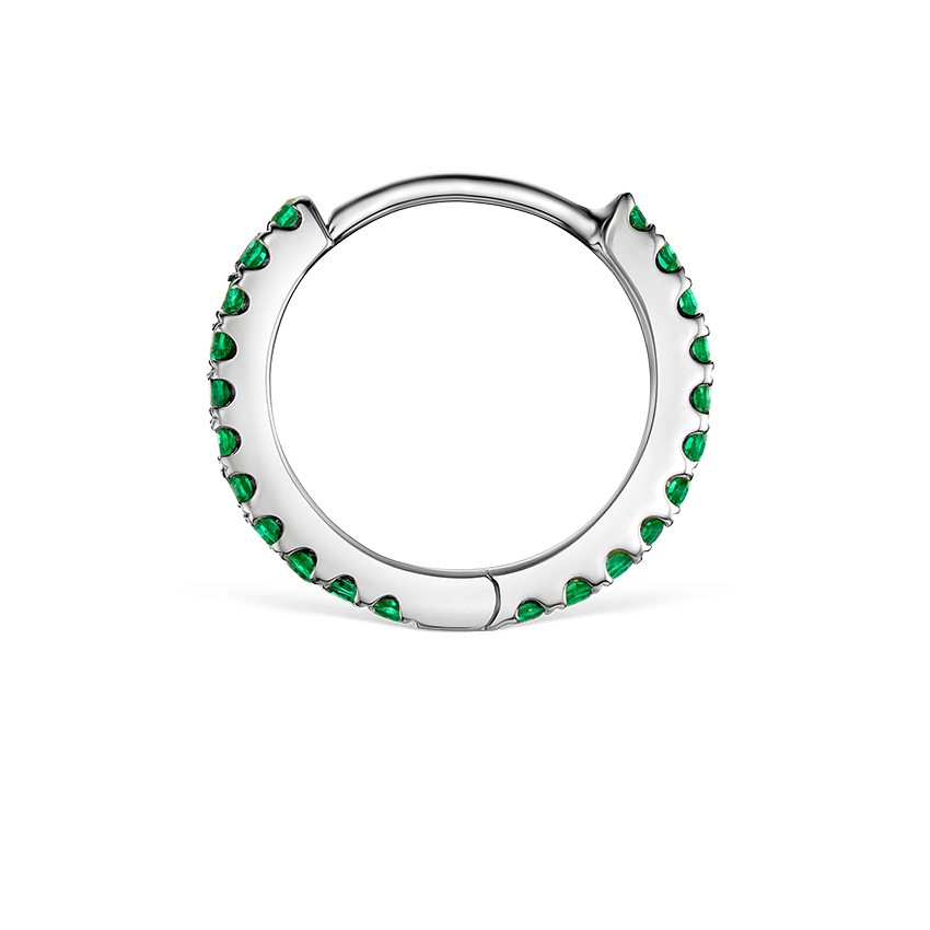 Emerald Eternity Hoop Earring White Gold 8mm