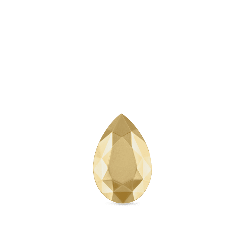 Faceted Gold Pear Stud Earring Yellow Gold 9mm