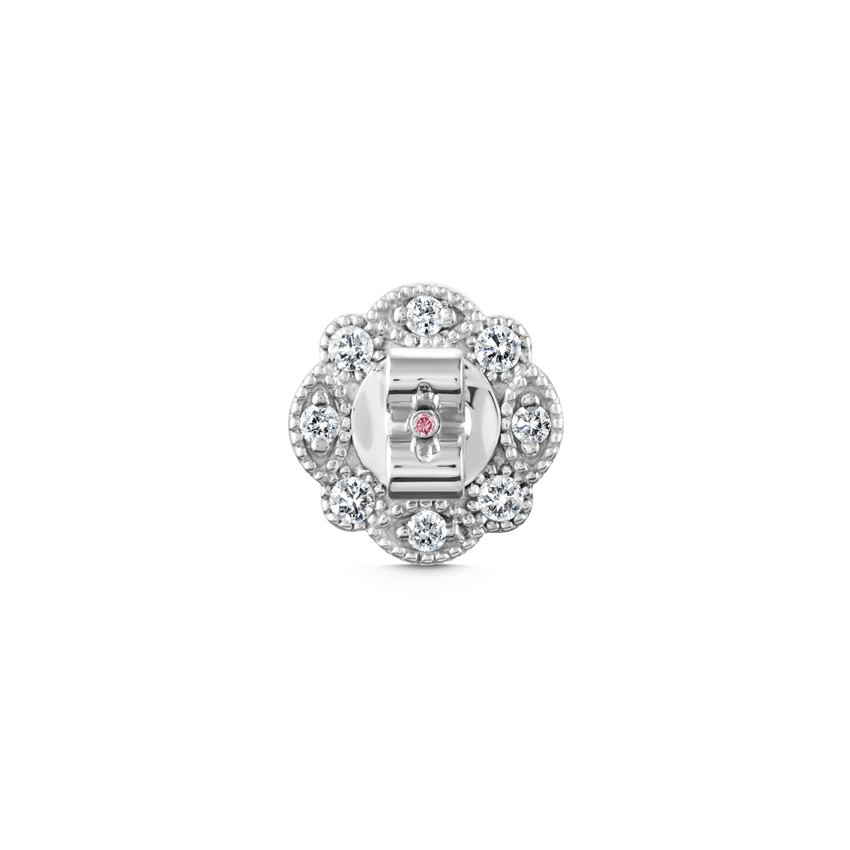 Prong Set Pink Pear Diamond, Invisible Set Filigree Stud Earring White Gold 2.02ct