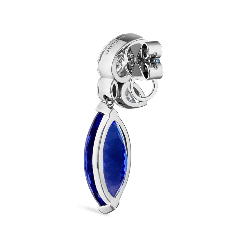 Grand Tanzanite Marquise Pear Diamond Echo Earring White Gold Right