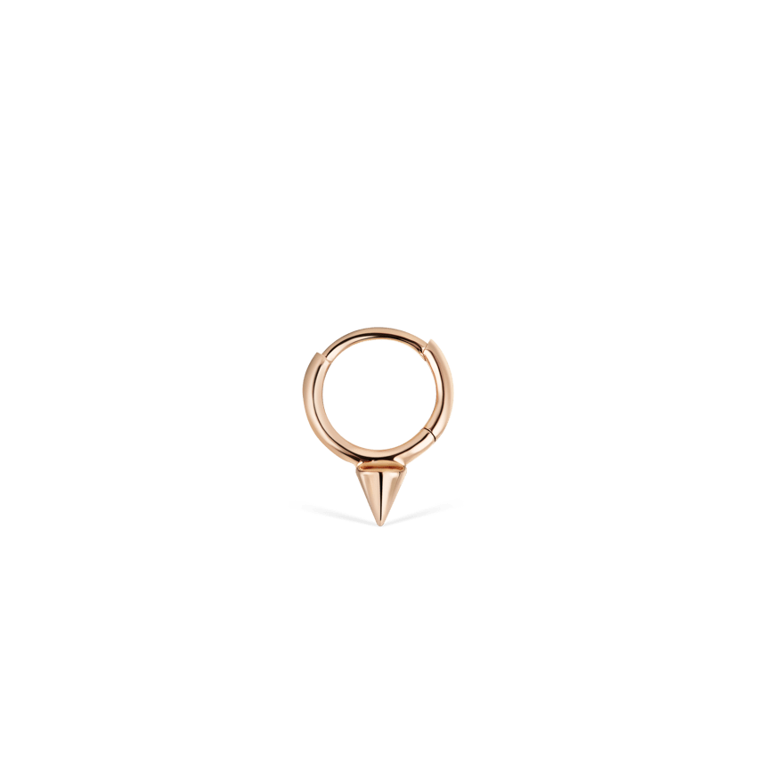 Single Short Spike Hoop Earring (Non Rotating) Rose Gold 6.5mm