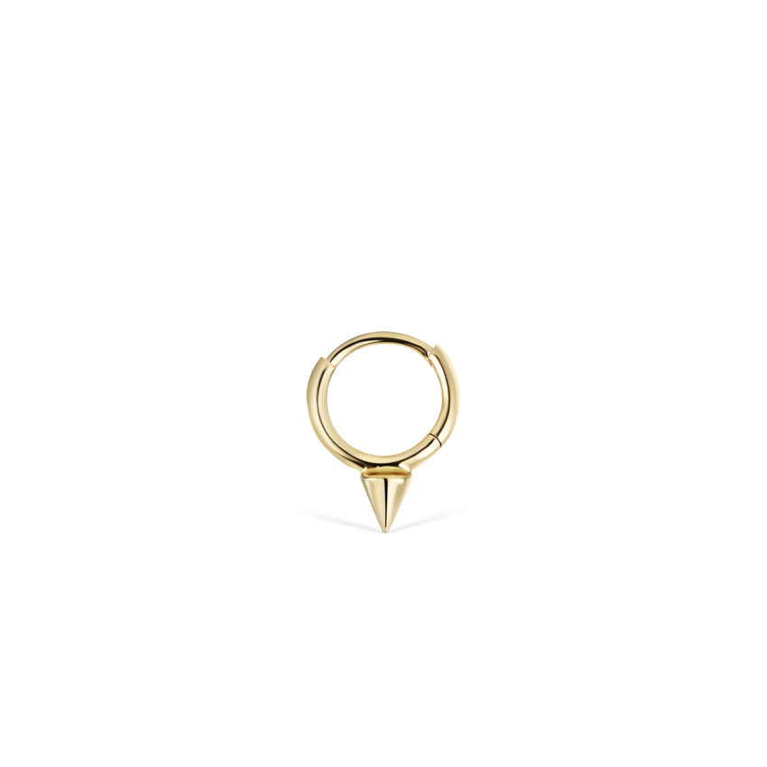 Single Short Spike Hoop Earring (Non Rotating) Yellow Gold 6.5mm