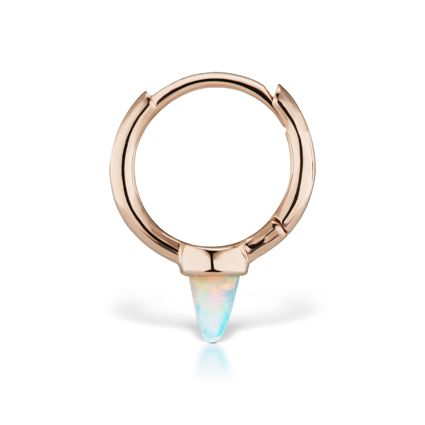 Opal Single Short Spike Hoop Earring (Non Rotating) Rose Gold 8mm