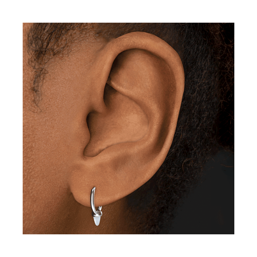 Opal Single Short Spike Hoop Earring (Non Rotating) White Gold 8mm