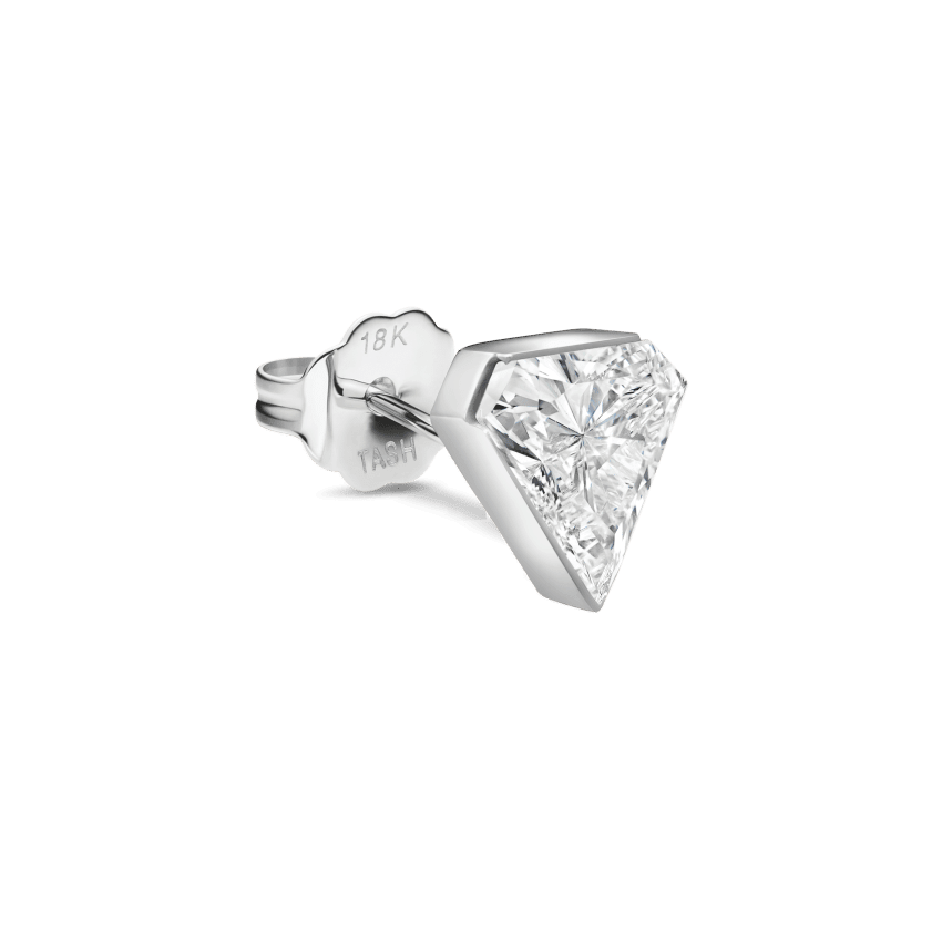 Invisible Set Diamond Silhouette Stud Earring White Gold 5.5mm