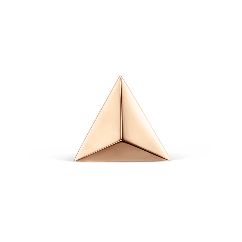 Faceted Triangle Stud Earring Rose Gold 7mm