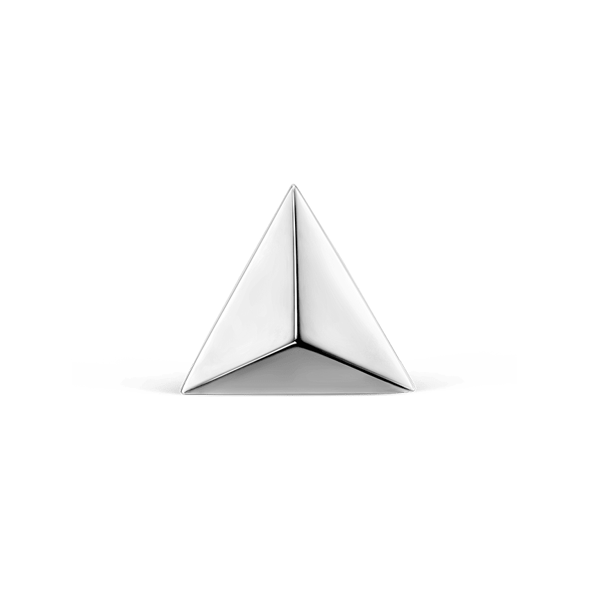 Faceted Triangle Stud Earring White Gold 7mm