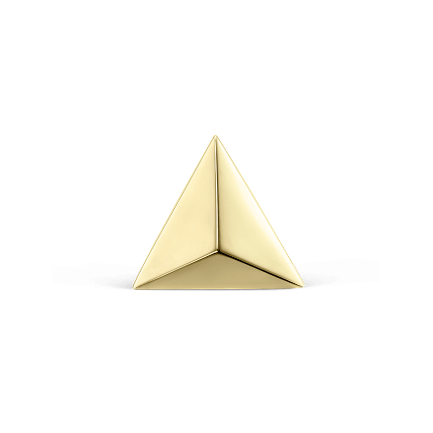 Faceted Triangle Stud Earring Yellow Gold 7mm
