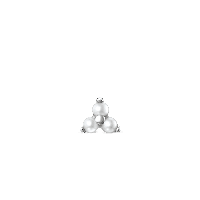Pearl Trinity Stud Earring White Gold 3mm
