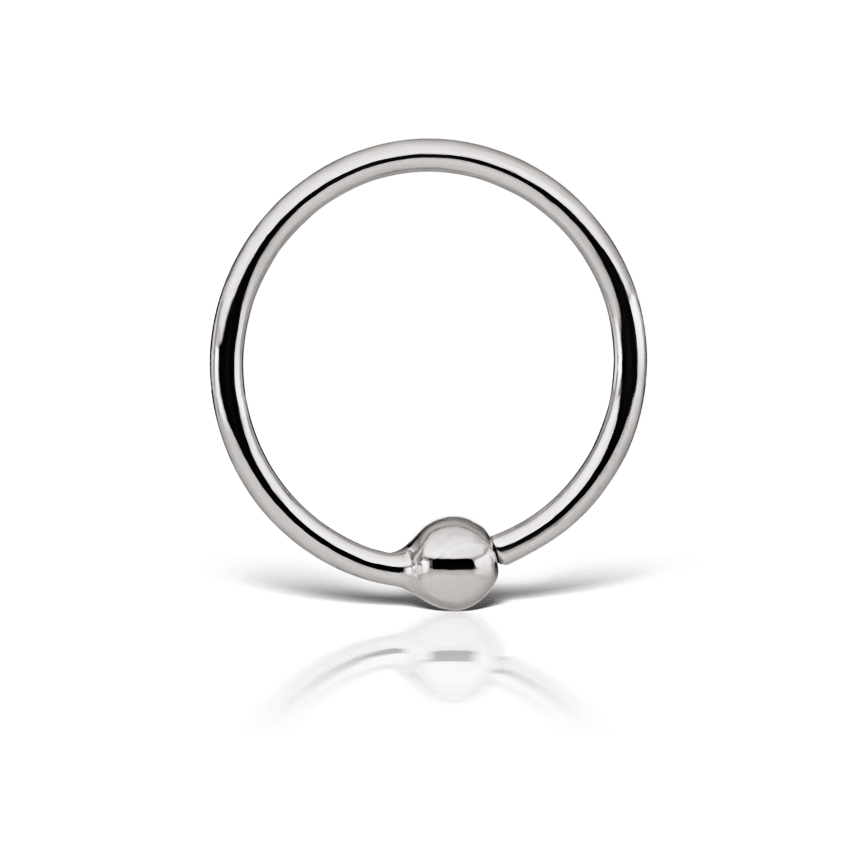 Fixed Gold Ball Ring White Gold 9.5mm 18 Gauge = 1.02mm