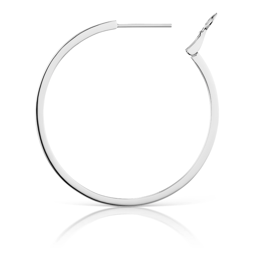 Flat Hoop Earring White Gold 38mm
