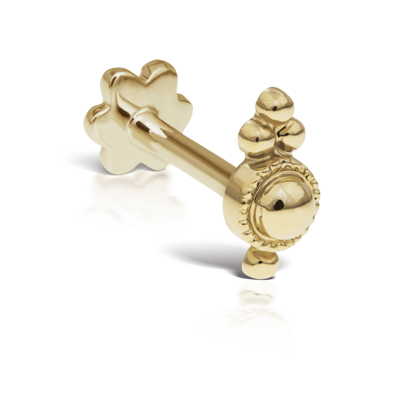 Four Ball Trinity Threaded Stud Earring Yellow Gold