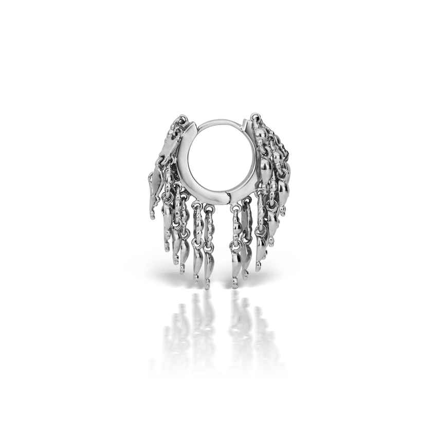 Gold Tassel Eternity Hoop Earring White Gold 6.5mm